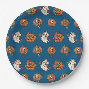 Japanese Halloween Yokai Pattern Paper Plates