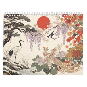 Japanese Hanafuda Birds & Flowers Wall Calendar