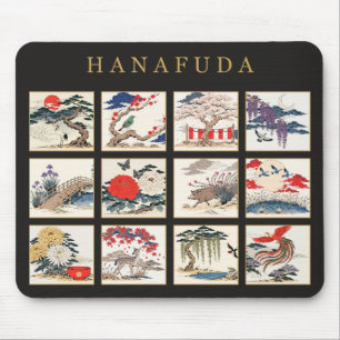 Japanese Hanafuda Flower Cards Ukiyo-e Art Mouse Pad