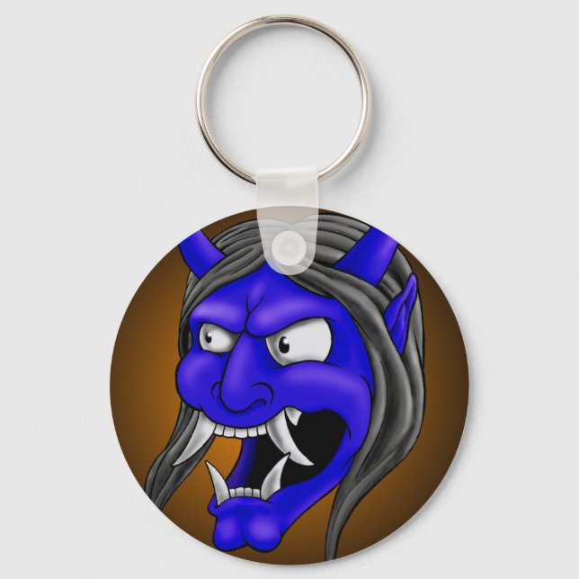 Japanese Hannya Mask Keychain (Front)