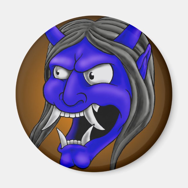 Japanese Hannya Mask Magnet (Front)