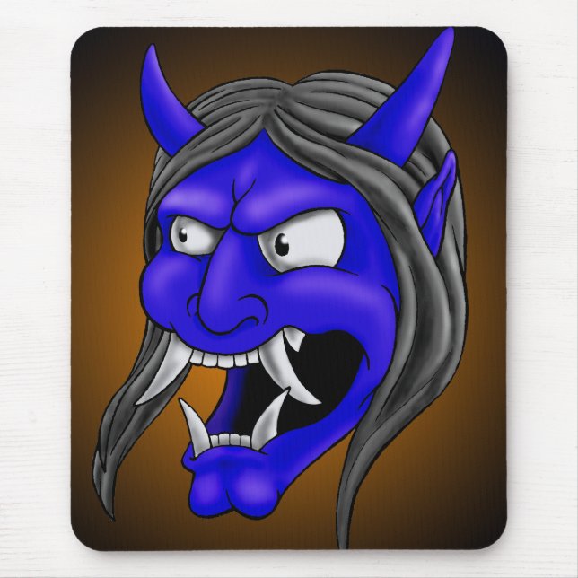 Japanese Hannya Mask Mouse Pad (Front)