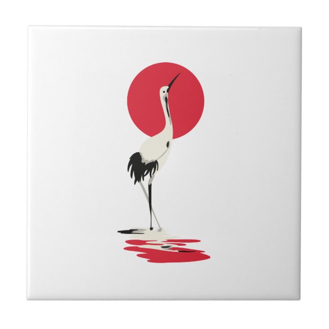 Japanese Heron Tile (Front)