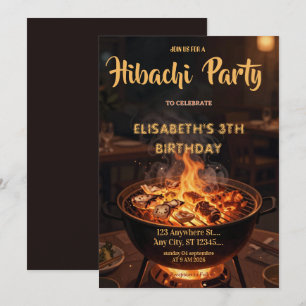 Japanese Hibachi Dinner Party Birthday Invitation