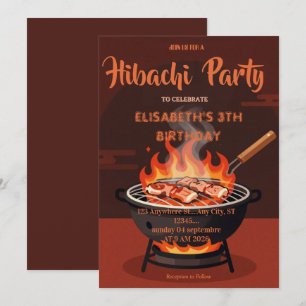 Japanese Hibachi Dinner Party Birthday Invitation