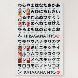 Japanese Hiragana & Katakana Table (Hanafuda) Jigsaw Puzzle