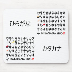 Japanese Hiragana & Katakana table (Sushi) Mouse Pad