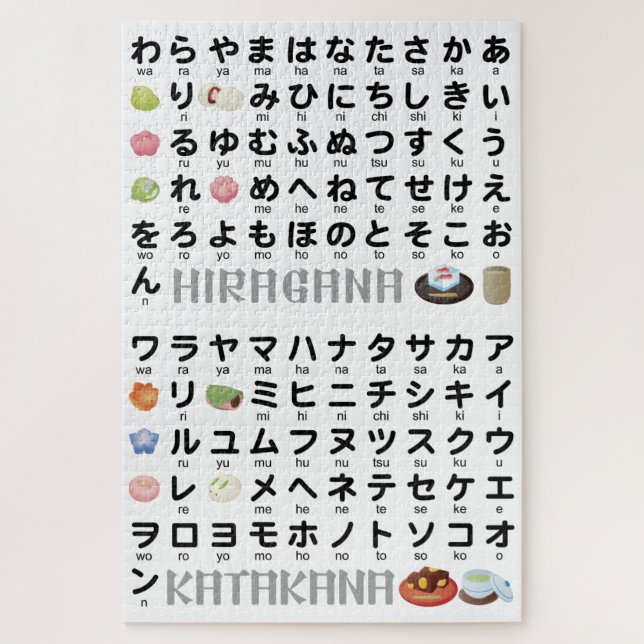 Japanese Hiragana & Katakana Table (Wagashi) Jigsaw Puzzle (Vertical)