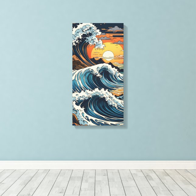 Japanese Hokusai Wave Canvas Print (Insitu(Wood Floor))