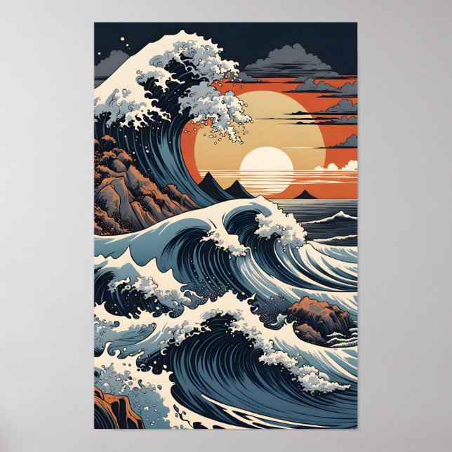 Japanese Hokusai Wave Poster (Front)