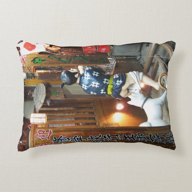 Japanese Humour - Dog Pulling Pants Down Accent Pillow (Front)