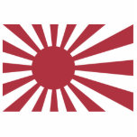 Japanese Imperial Rising Sun Flag Japan Photo Sculpture Magnet<br><div class="desc">The Rising Sun Flag is a Japanese flag (旭日旗, Kyokujitsu-ki) that consists of a red disc and sixteen red rays emanating from the disc. Like the Japanese national flag, the Rising Sun Flag symbolizes the sun. The flag was originally used by feudal warlords in Japan during the Edo period. It...</div>