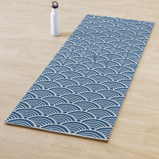 Japanese Indigo Blue Kimono Pattern Yoga Mat