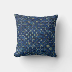 Japanese Indigo Blue Throw Pillow