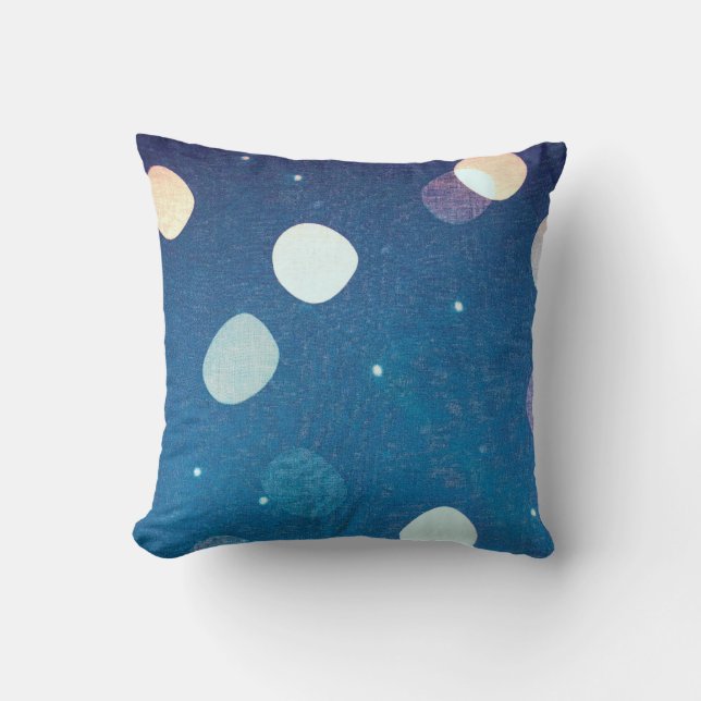 Japanese Indigo Dye Blue Throw Pillow (Front)