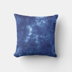 Japanese Indigo Dye Blue Throw Pillow