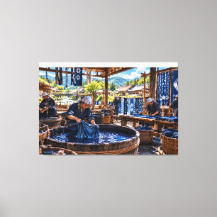 Japanese Indigo Dyeing – Traditional Textile Craft Canvas Print