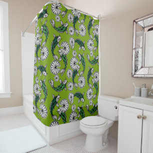 Japanese Indigo Green Carp Folk Pattern