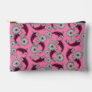 Japanese Indigo Pink Carp Folk Pattern Accessory Pouch