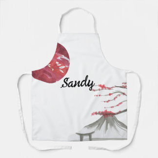 Japanese Ink Printing Sakura and Fuji Design Apron