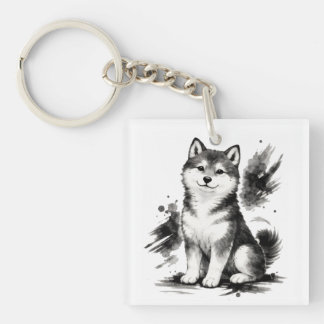 【Japanese Ink Puppy Acrylic Keychain】 Keychain