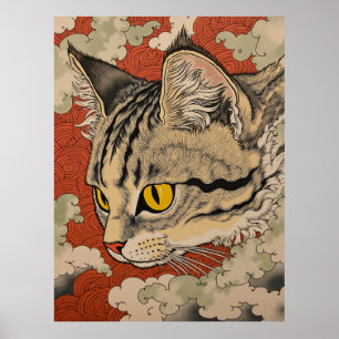 Japanese Inspired Cat Poster