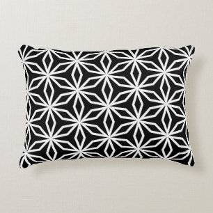 Japanese-Inspired Geometric Black and White  Accent Pillow