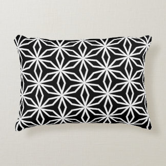 Japanese-Inspired Geometric Black and White Accent Pillow