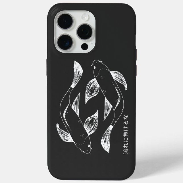 Japanese Inspired Koi Minimalist Black & White Case-Mate iPhone Case (Back)