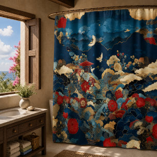 Japanese Inspired Luxury Bathroom Floral Art