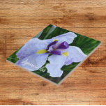 Japanese Iris Bloom Floral Tile<br><div class="desc">Ceramic tile that features the photo image of a Japanese Iris bloom with purple, white, and yellow petal colours . A lovely, floral design! Select your tile size. Makes a pretty kitchen trivet!</div>