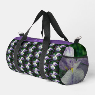 Japanese Iris Flower Pattern Personalized Duffle Bag
