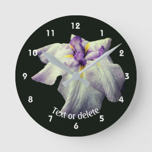 Japanese Iris Flower Personalized Round Clock