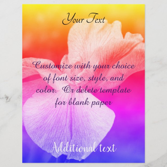 Japanese Iris Flower Rainbow Colours   Letterhead (Front)