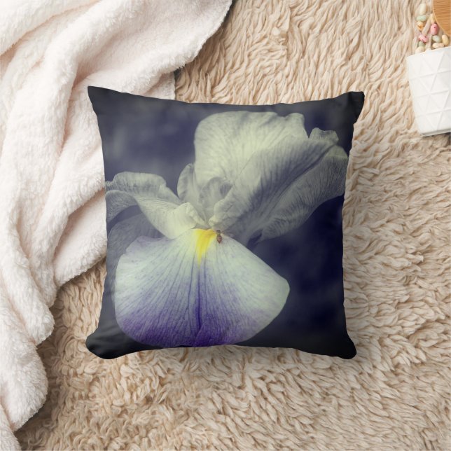 Japanese Iris Flower Throw Pillow (Blanket)