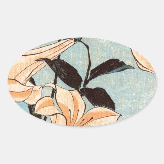 Japanese Irises Oval Sticker