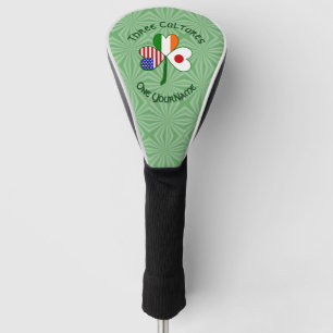 Japanese Irish American Shamrock Flag Personalized Golf Head Cover