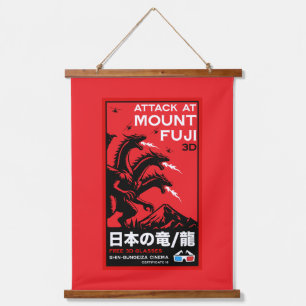 Japanese Kaiju Attack At Mount Fiji Hanging Tapestry