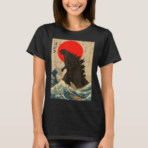 Japanese Kaiju Wave Red Sun Japan Monster Men Wome T-Shirt