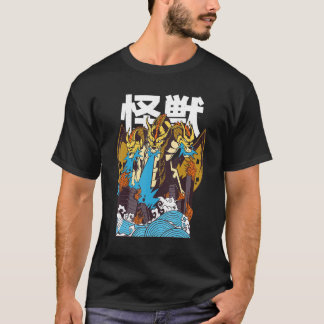 Japanese Kanji Dragon destroy burns City Design T-Shirt