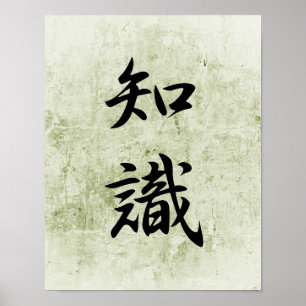 Japanese Kanji for Knowledge - Chishiki Poster