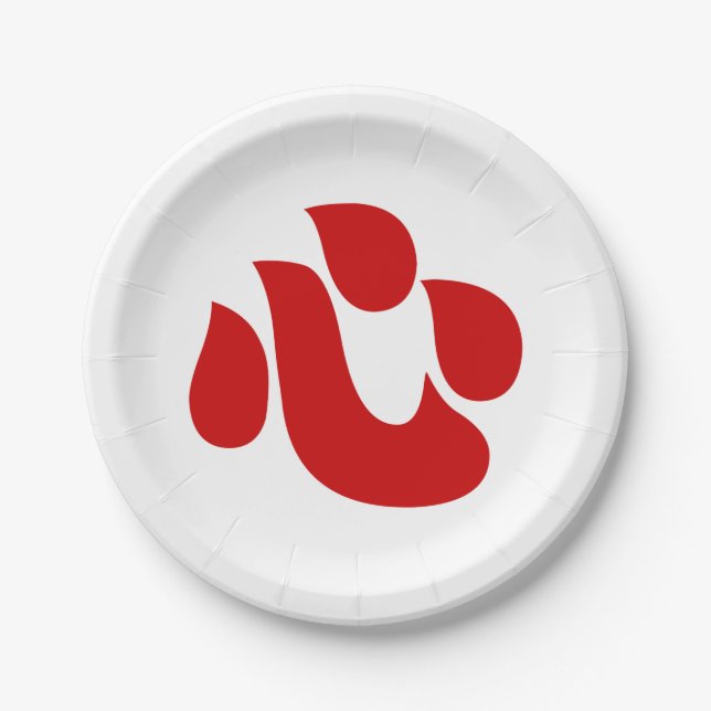 Japanese Kanji Heart 【Shin/Kokoro】 心 Paper Plate (Front)