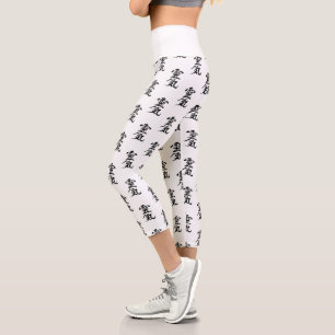 Japanese Kanji Reiki Symbol Pattern Capri Leggings