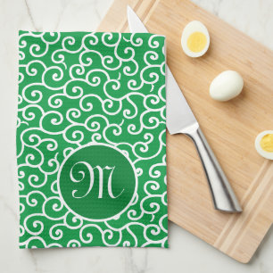 Japanese Karakusa Arabesque Spiral Vine Pattern Kitchen Towel