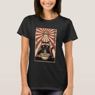 Japanese Kawaii Alien Anime Cat Funny Ramen T-Shirt