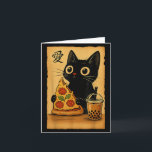 Japanese Kawaii Anime Cat Pizza A Tea Cat Eating P Card<br><div class="desc">Japanese Kawaii Anime Cat Pizza A Tea Cat Eating Pizza</div>