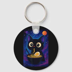 Japanese Kawaii Anime Cat Ramen Graphic Funny Men Keychain