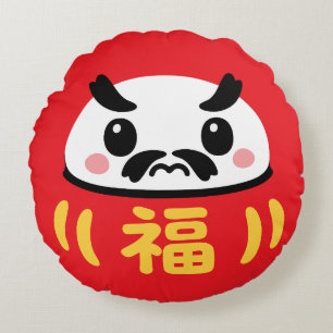 Japanese Kawaii daruma Round Pillow