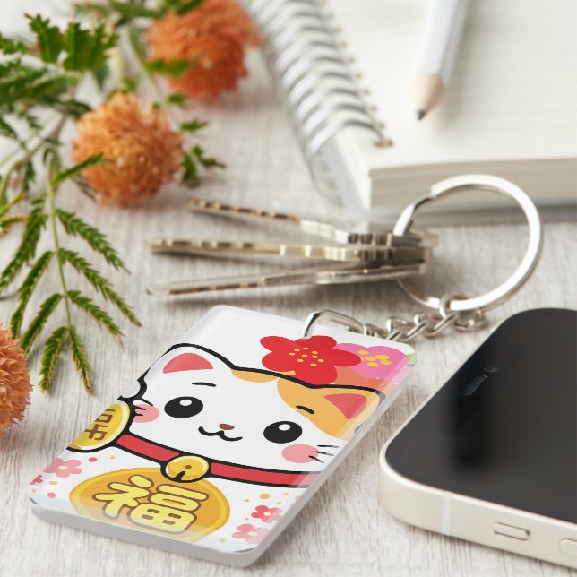 Japanese Kawaii Maneki Keychain (Front Right)