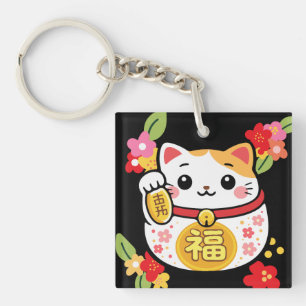 Japanese Kawaii maneki lucky cat Keychain